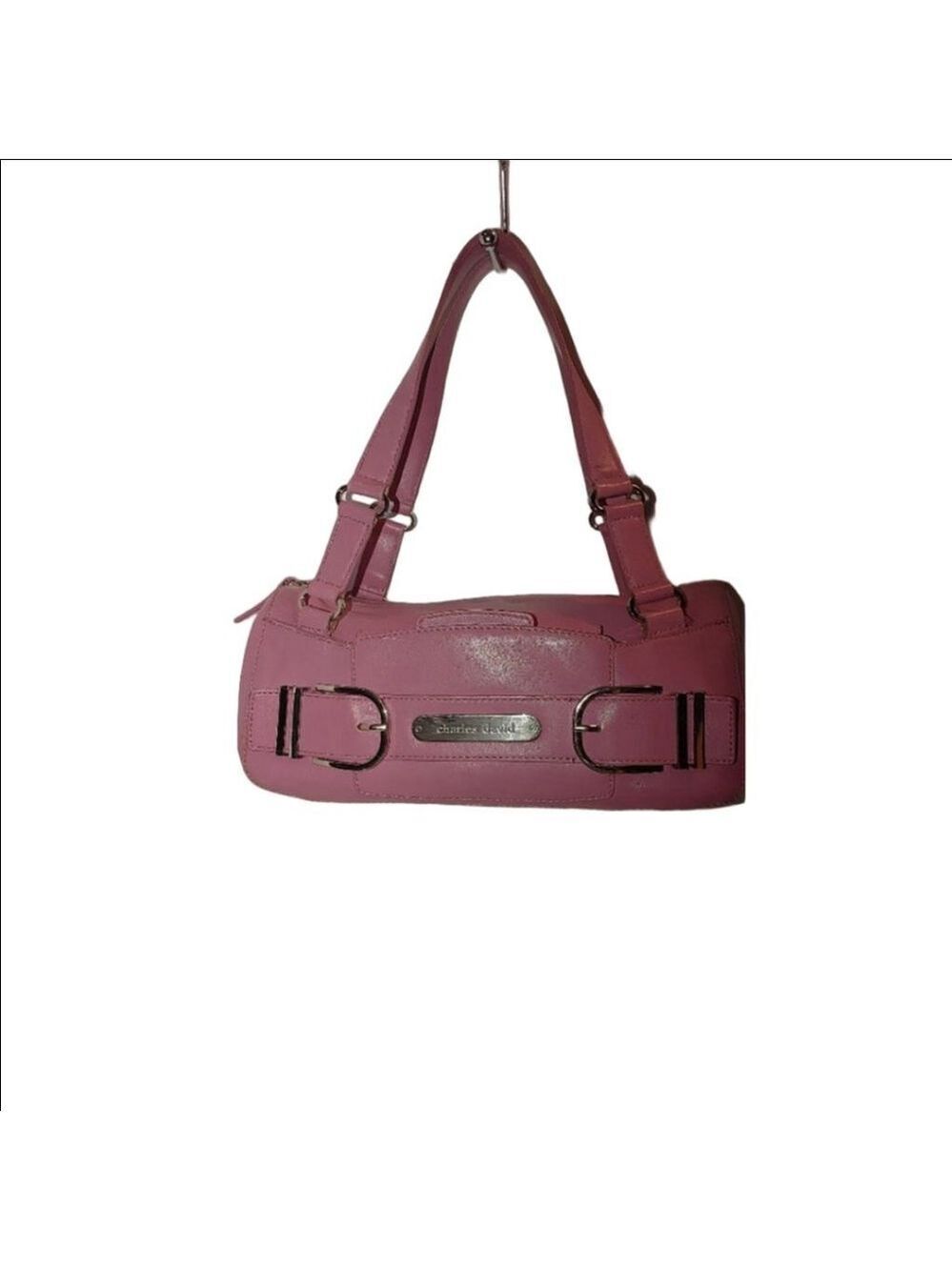 Charles David Leather Shoulder Bag in Bubble Gum Pink
